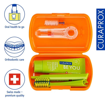Curaprox Ortho Travel Set Naranja: Cuidado bucal completo para llevar con aparatos de ortodoncia Pre-orden