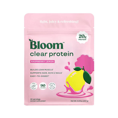 Proteína en polvo transparente BLOOM NUTRITION - Frambuesa y limón - 250 ml Pre-orden
