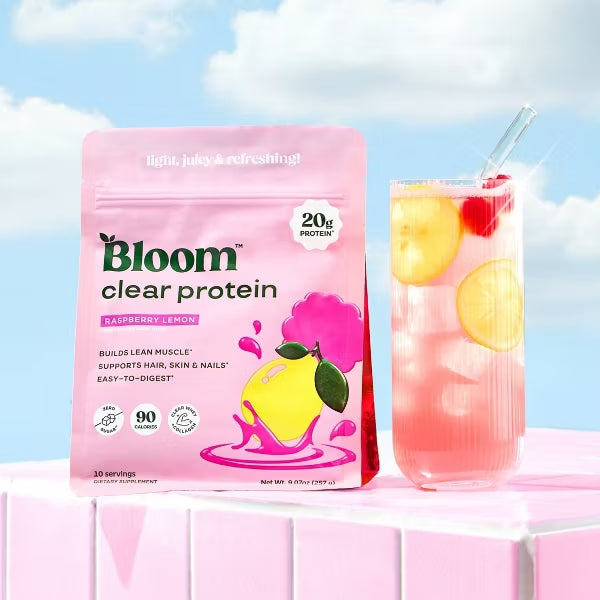 Proteína en polvo transparente BLOOM NUTRITION - Frambuesa y limón - 250 ml Pre-orden