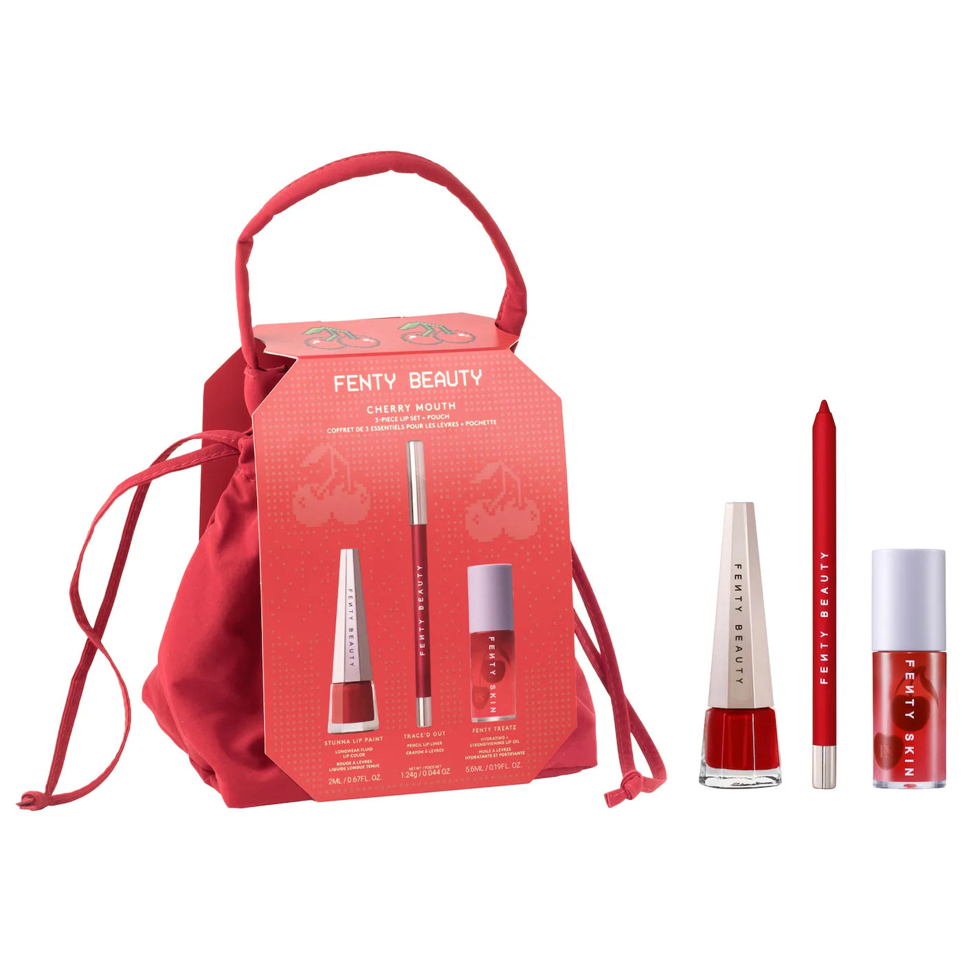 Cherry Mouth 3-Piece Lip Set + Pouch *Pre-Orden