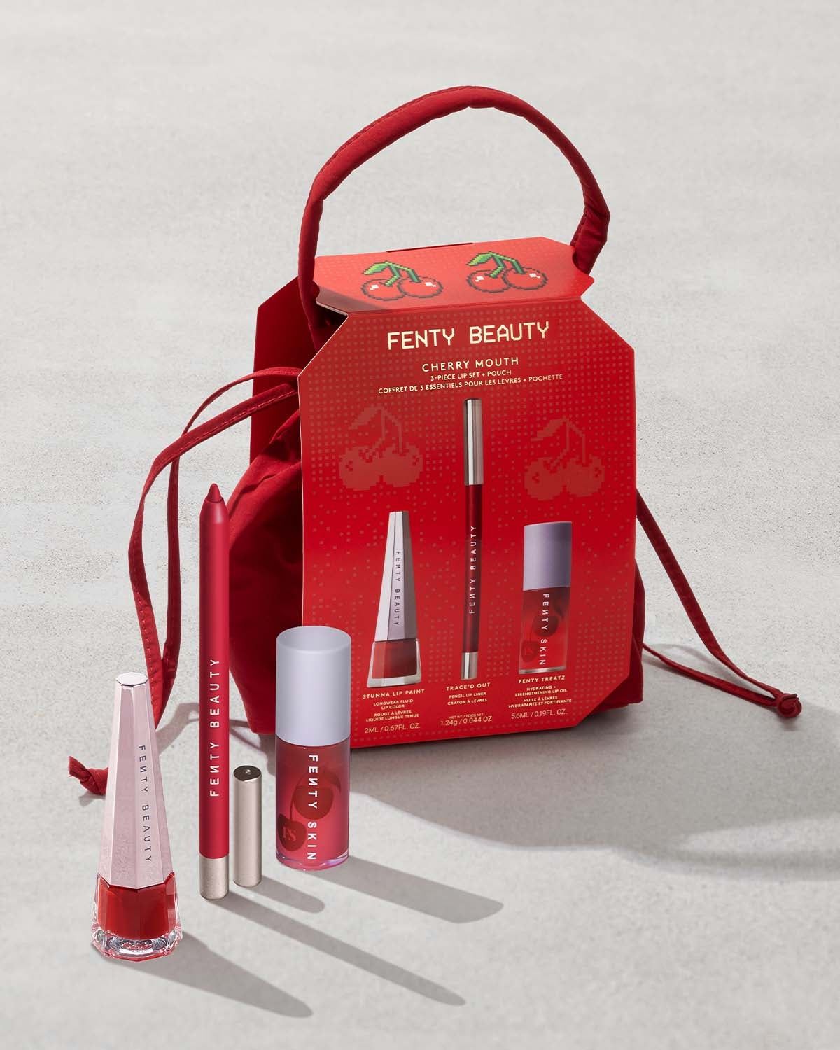 Cherry Mouth 3-Piece Lip Set + Pouch *Pre-Orden