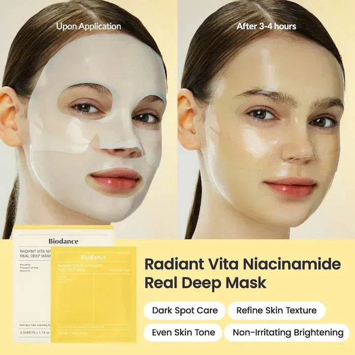 Biodance Radiant Vita Niacinamide Real Deep Mask for Brightening Dull Skin & Dark Spot Care